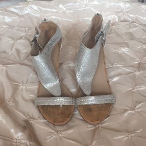 Silver sandal wedges